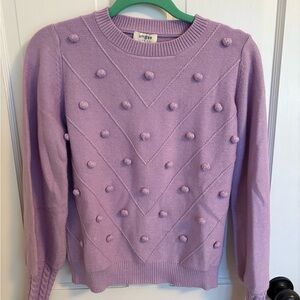 Umgee Lilac Textured Pom-Pom Sweater